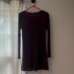 Express Women's Deep Red Long Sleeve Dress